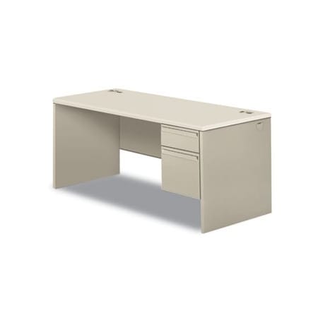 Hon HON, 38000 SERIES SINGLE PEDESTAL DESK, RIGHT, 66W X 30D X 30H, SILVER MESH/LIGHT GRAY 38291RB9Q